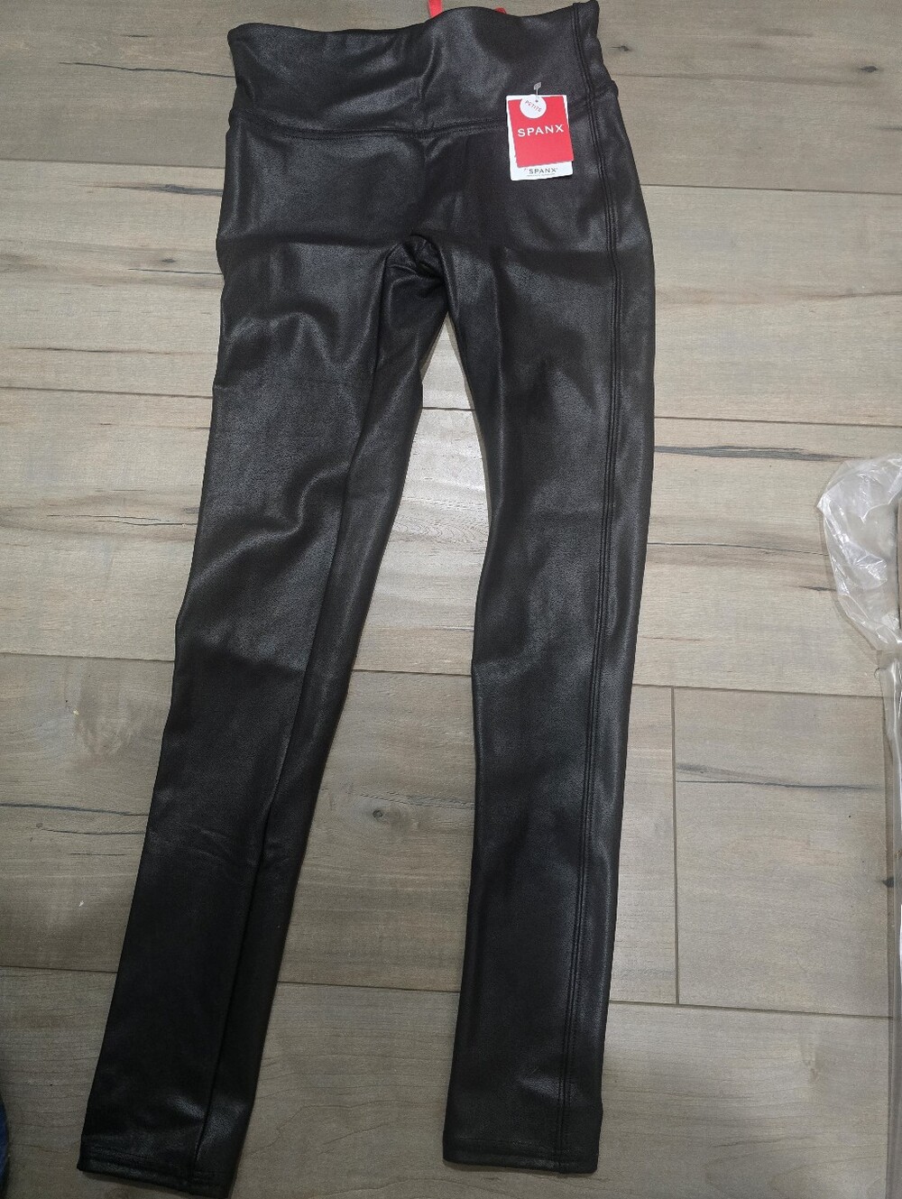 New SPANX Black Faux Leather Leggings Size Small